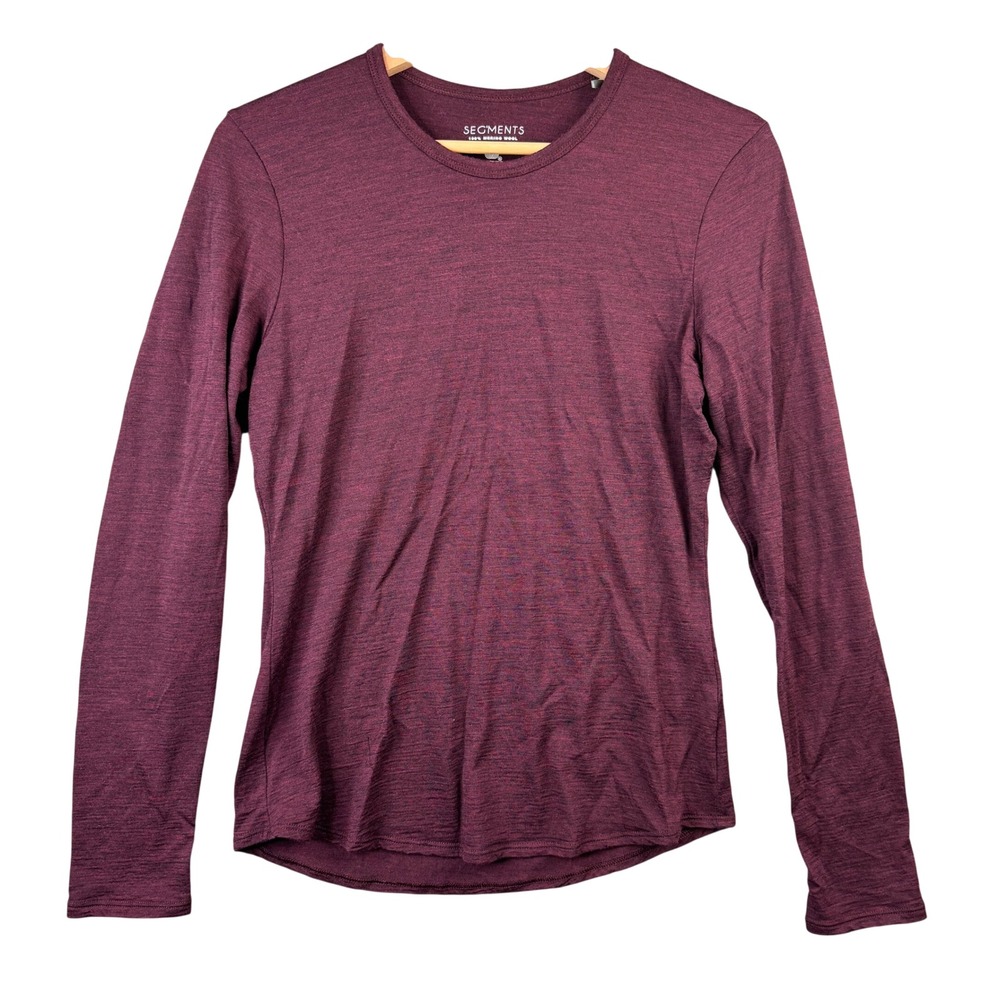 Segments Womens Small 100% Merino Wool Long Sleeve Crew Neck Top Burgundy
